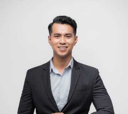 young asian business man isolated on white background.